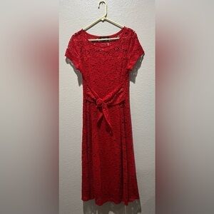 Perceptions New York Red lace dress Elegant Short Sleeve Size XL Formal Wedding